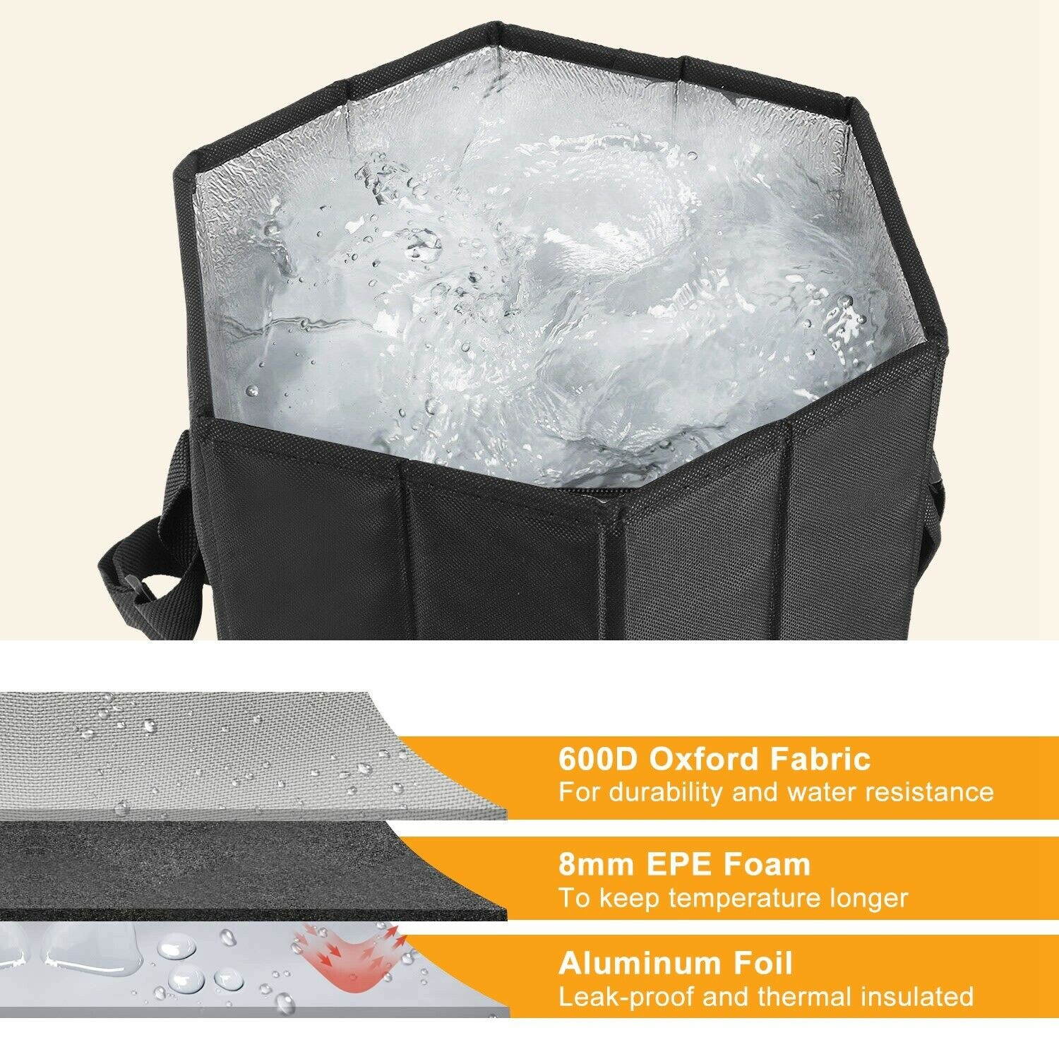 12 Qt Collapsible Soft Sided Insulated Cooler Bag Seat Outdoor Camping Traveling