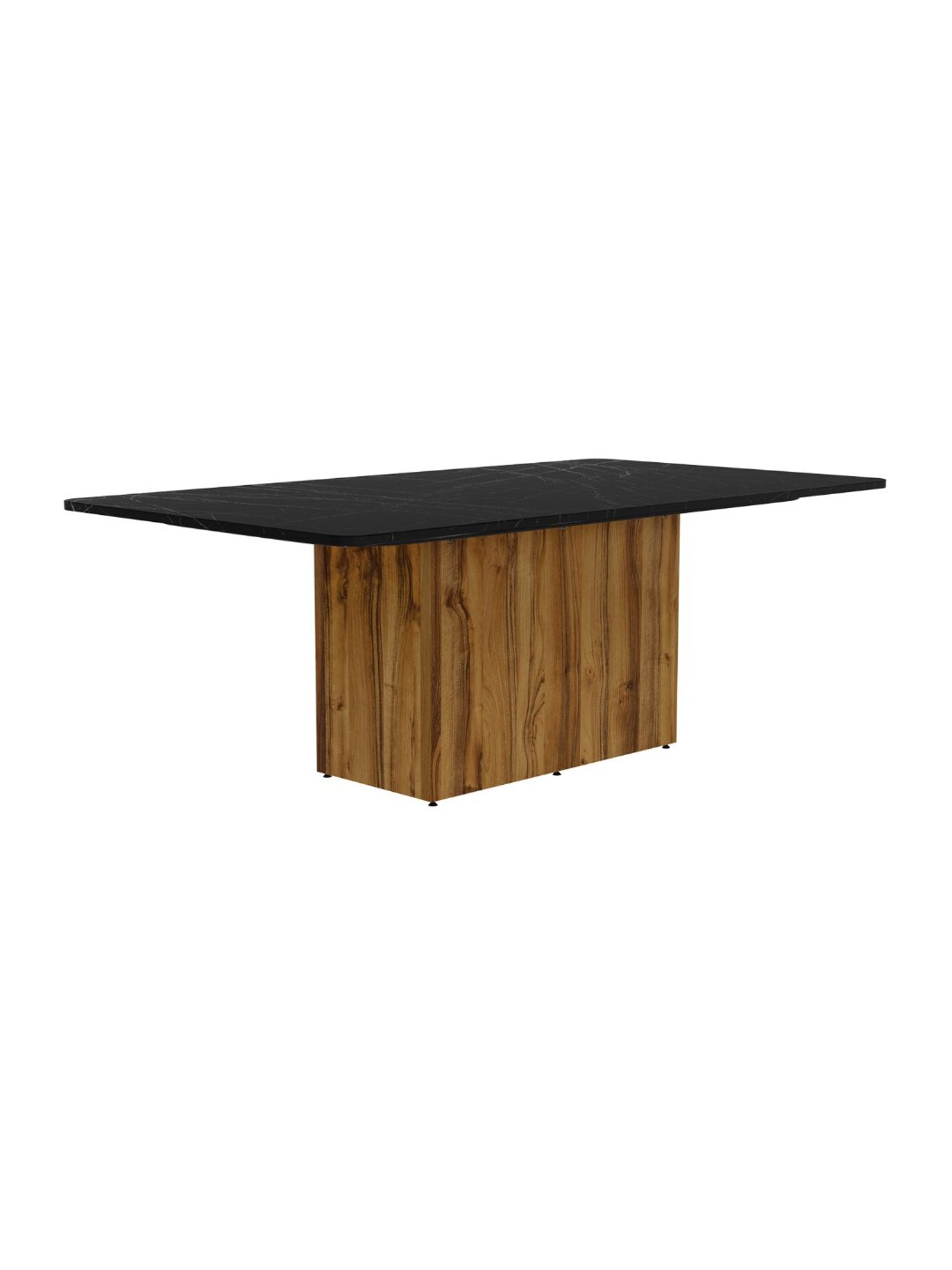 Godrej Interio Pedestal Black & Brown Engineered Wood 6 Seater Rectangular Dining Table