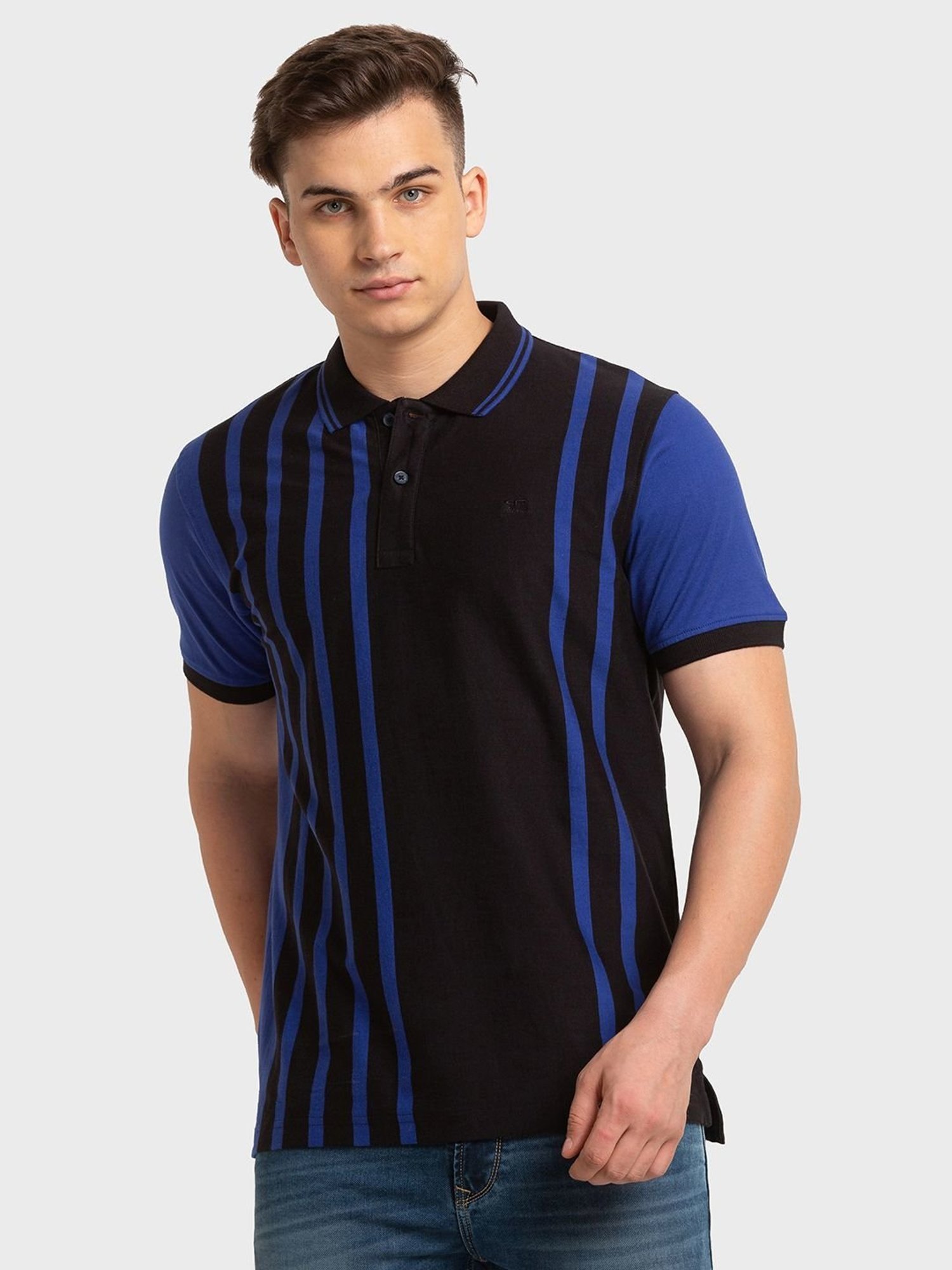 ColorPlus Multi Cotton Tailored Fit Striped Polo T-Shirt