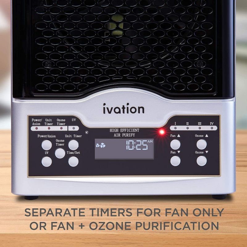 Ivation 5-in-1 HEPA Ozone Generator & Air Purifier with Digital Display Timer & Remote for spaces up to 3,700 Sq. Ft.