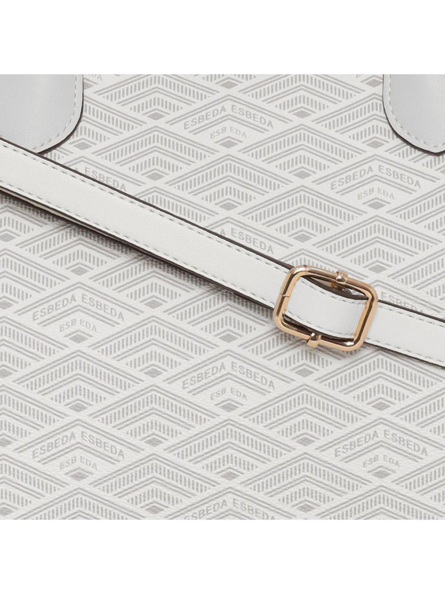 Esbeda Off-White PU Printed Handbag