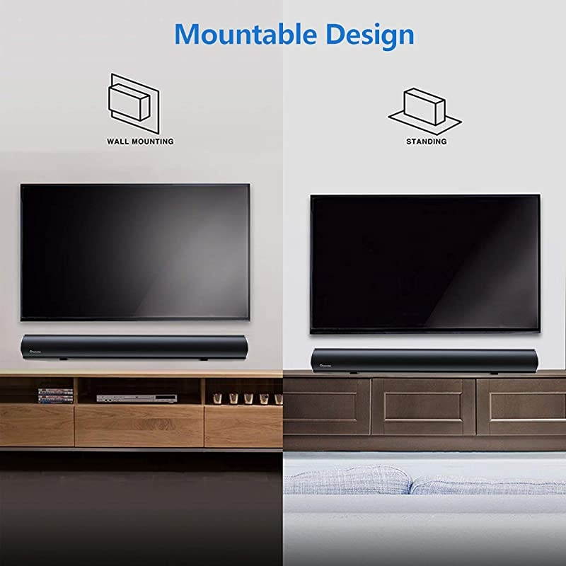 Sound Bar S88 20-Inch 50W Audio Stereo Home Theater Soundbar Speaker, with Bluetooth 5.0, 3D Surround Sound, 3 EQs, Optical/Aux/Coaxial/HDMI/USB, Compatible with 4K & HD & Smart TV