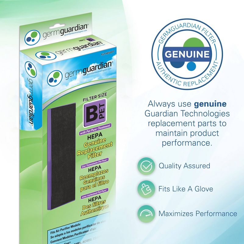 GermGuardian FLT4850PT True HEPA with Pet Pure Treatment GENUINE Replacement Air Control Filter B for AC4300/AC4800/4900 Series Air Purifiers