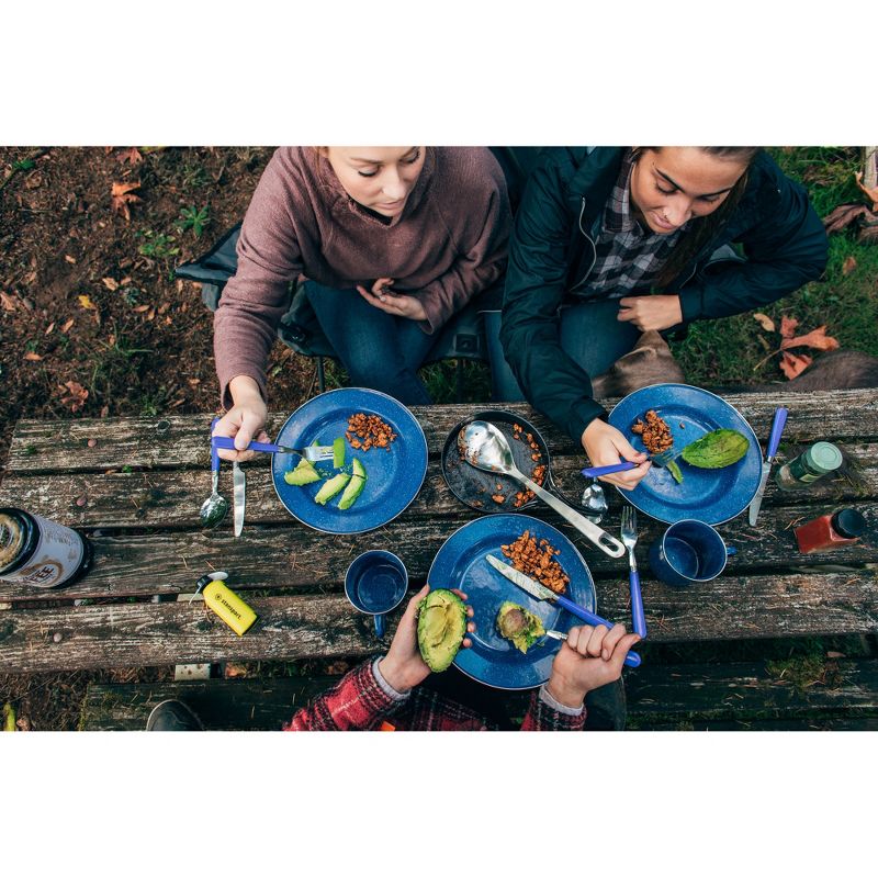 Stansport Enamel Camping Tableware Set 24 Pieces Blue