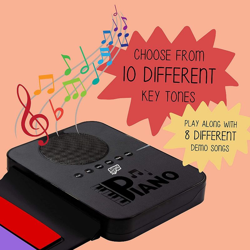 Sunny & Fun 37-Key Roll-Up Piano with Speaker | Battery Operated Portable Electronic Keyboard with 10 Instrument Sounds, 8 Demo Songs, Play-Along Mode, USB Cable & Carry Case