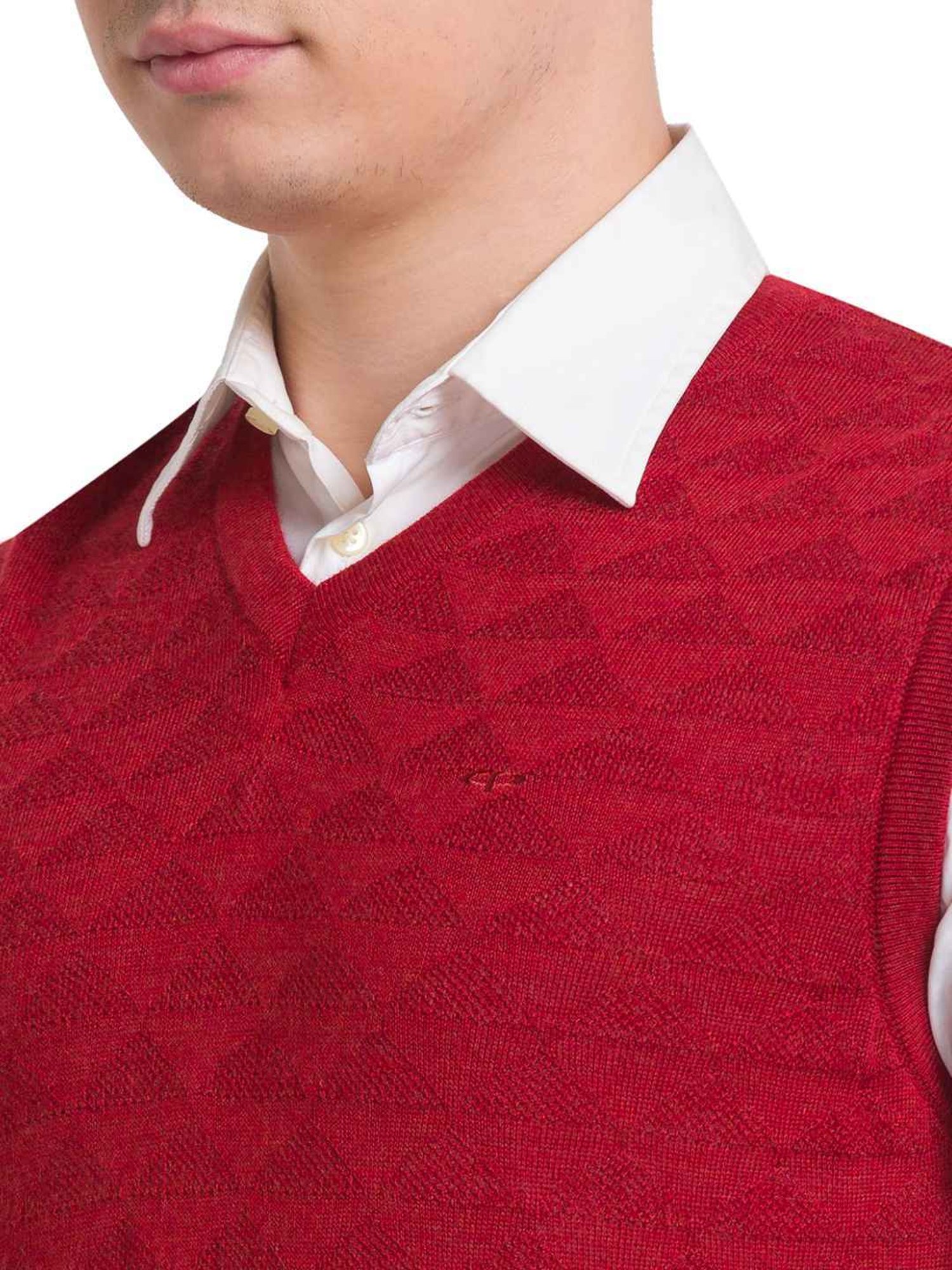 ColorPlus Brown Classic Fit Self Pattern Sweater