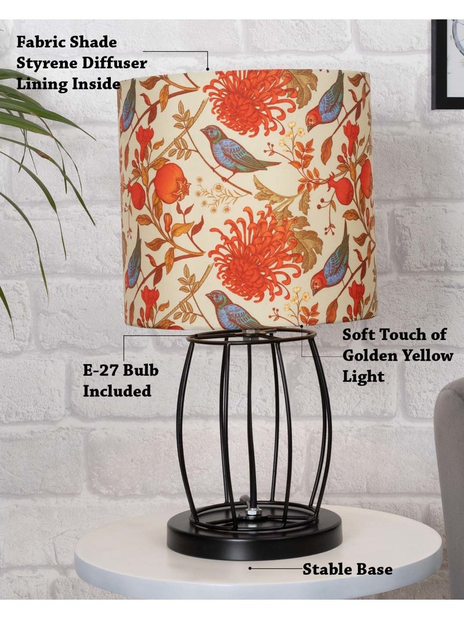 Homesake 'Modern' Multicolor Metal Table Lamp with Cage Base - Set of 1