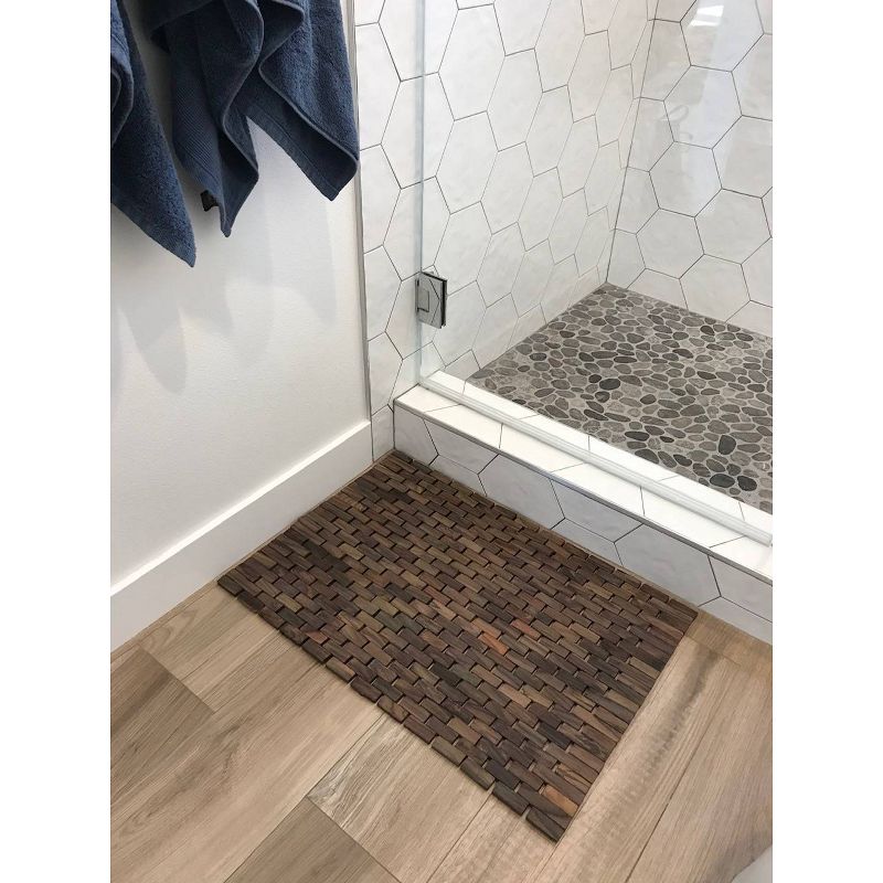 27.9"X19.5" Teak Bath Mat Mocha Brown - Hip-o Modern Living