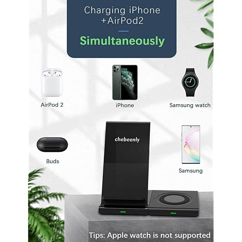 Charger Fast Charging Stand 2in1 Charging Station Dock for iPhone 11 ProMaxXXsXRAirPods2 Samsung Galaxy NoteWatchBuds