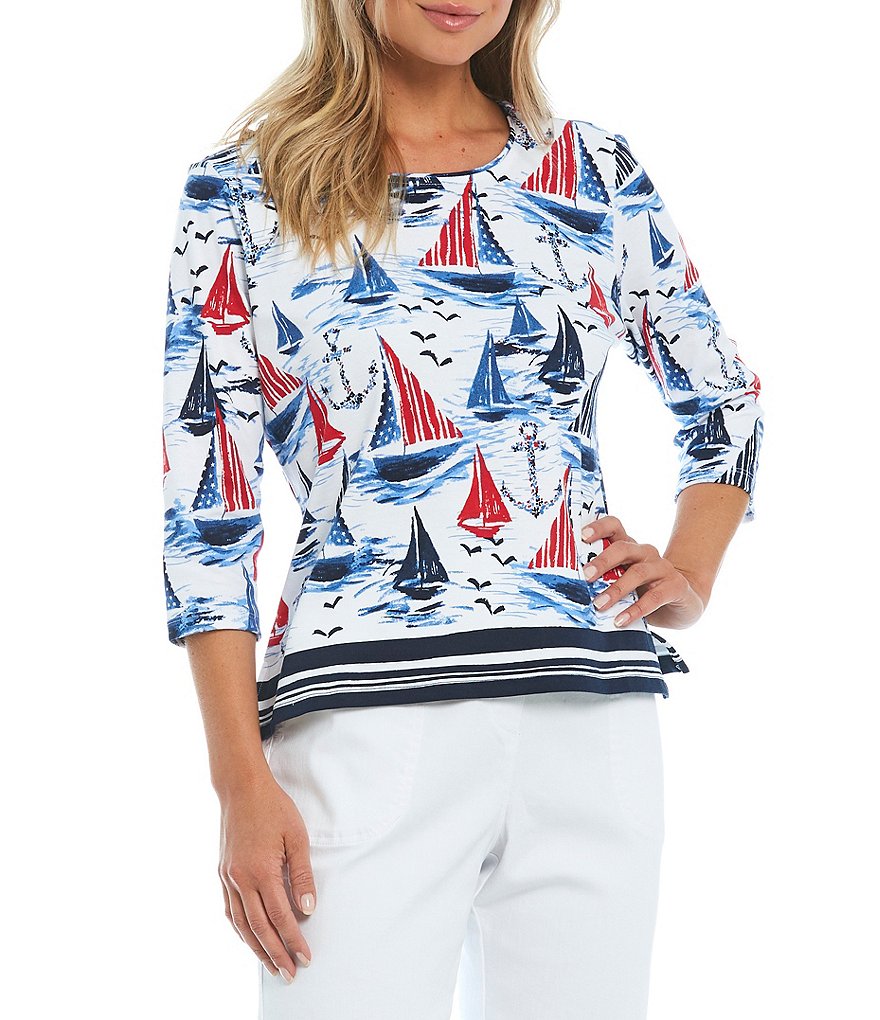 Calessa Petite Size Matte Jersey Knit Button Front Roll Tab Blouse