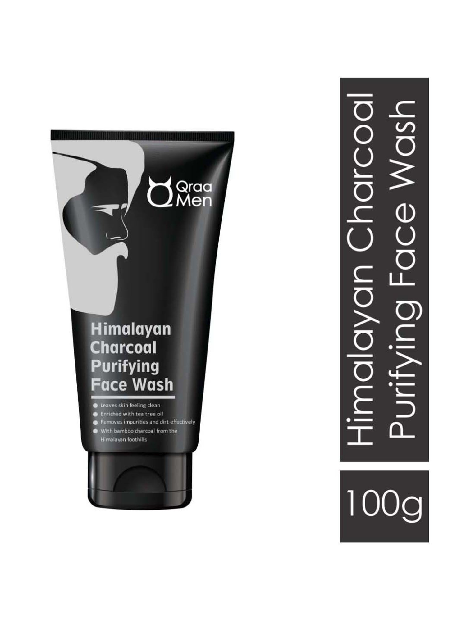 Qraa Men Himalayan Activated Bamboo Charcoal Purifying Face Wash - 100 gm