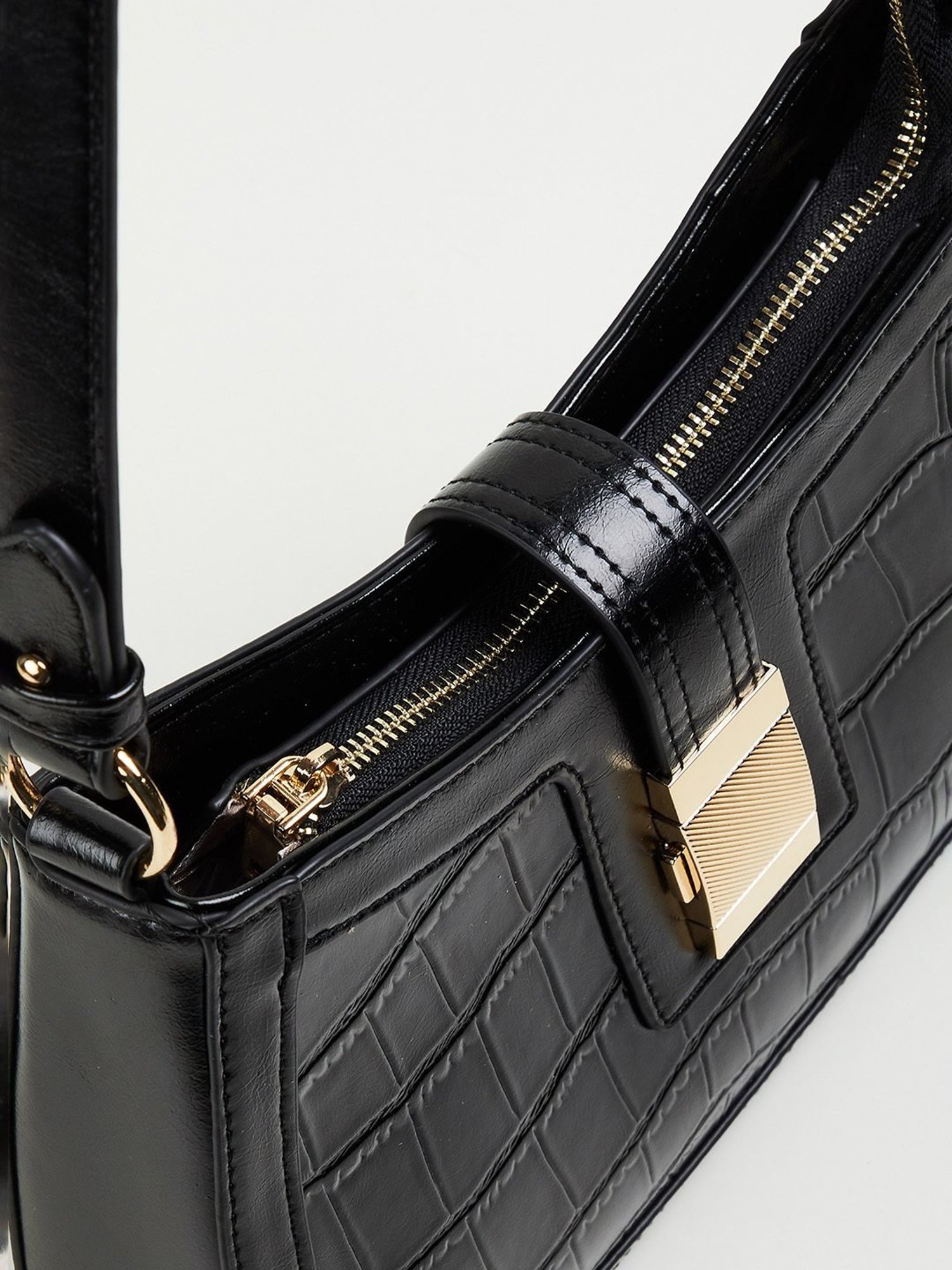 Code by Lifestyle Black Textured Hobo Bag