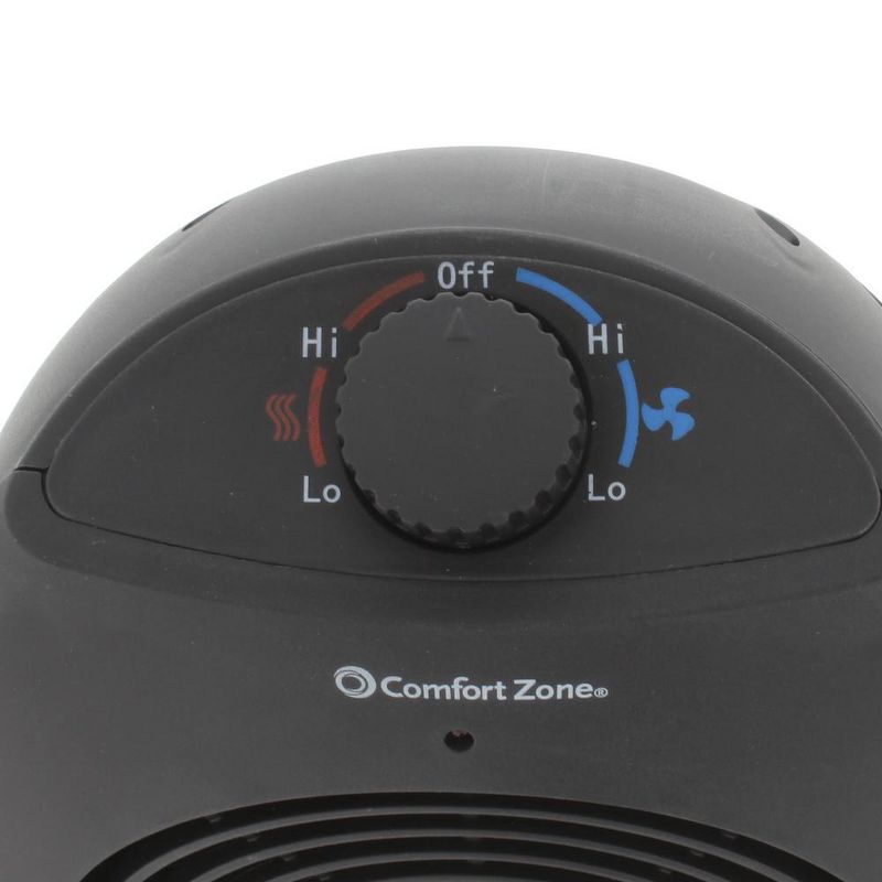 Comfort Zone CZHC21 Indoor Compact Portable 1500 Watt Electric Space Heater Personal Fan Combination Unit, Black