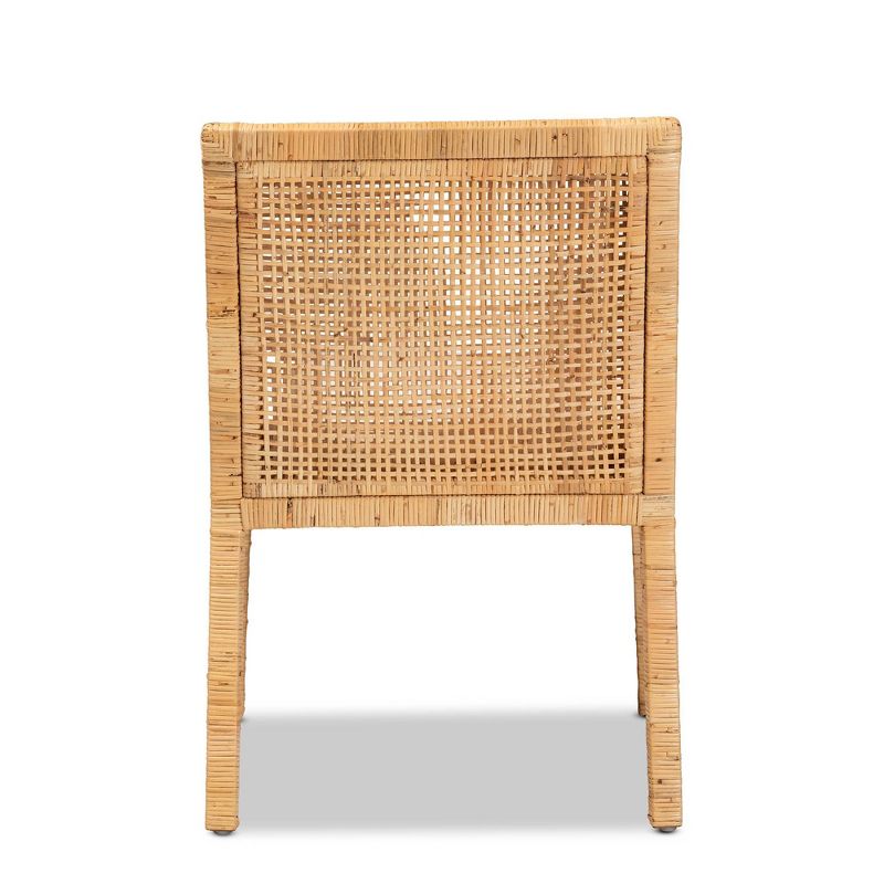 Karis Wood and Rattan Armchair Natural/White - Baxton Studio