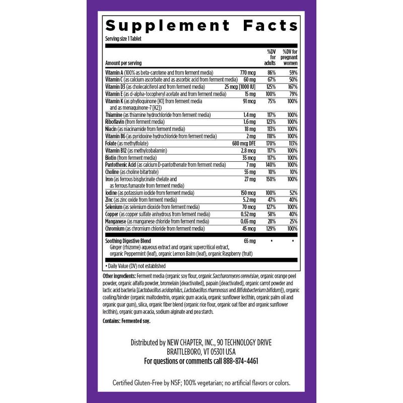 New Chapter Prenatal One Daily Multivitamin + Choline Tablets - 30ct