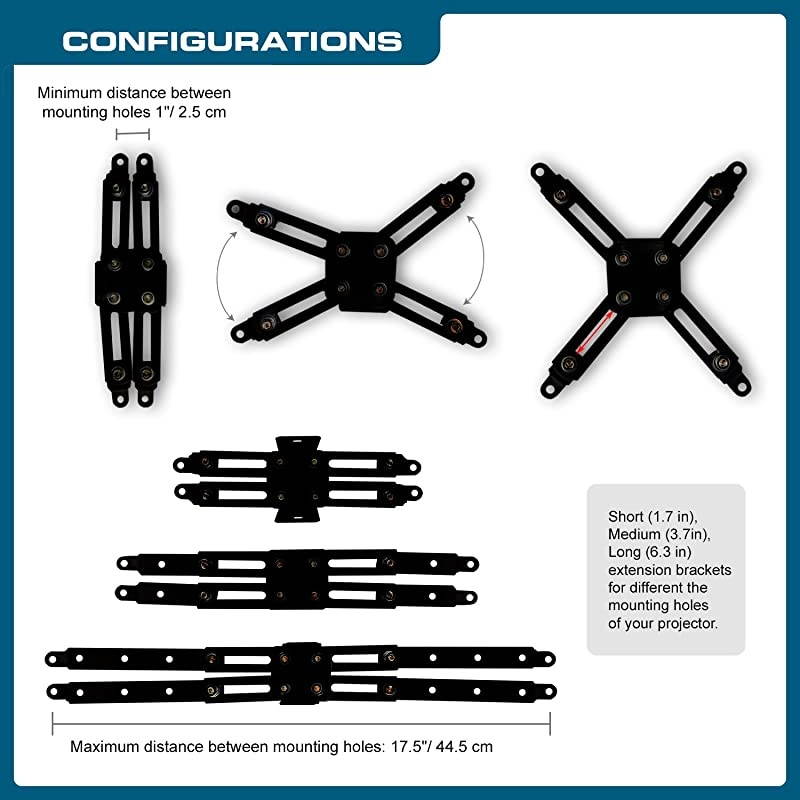 QGPM002BLK Universal Projector Ceiling Mount Black