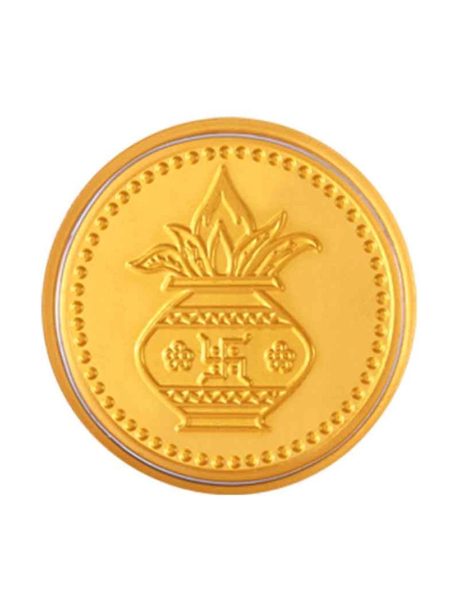 P.C. Chandra Jewellers Pooja Kalash-Inscribed 24k (999) 0.05gm Yellow Gold Foil Coin