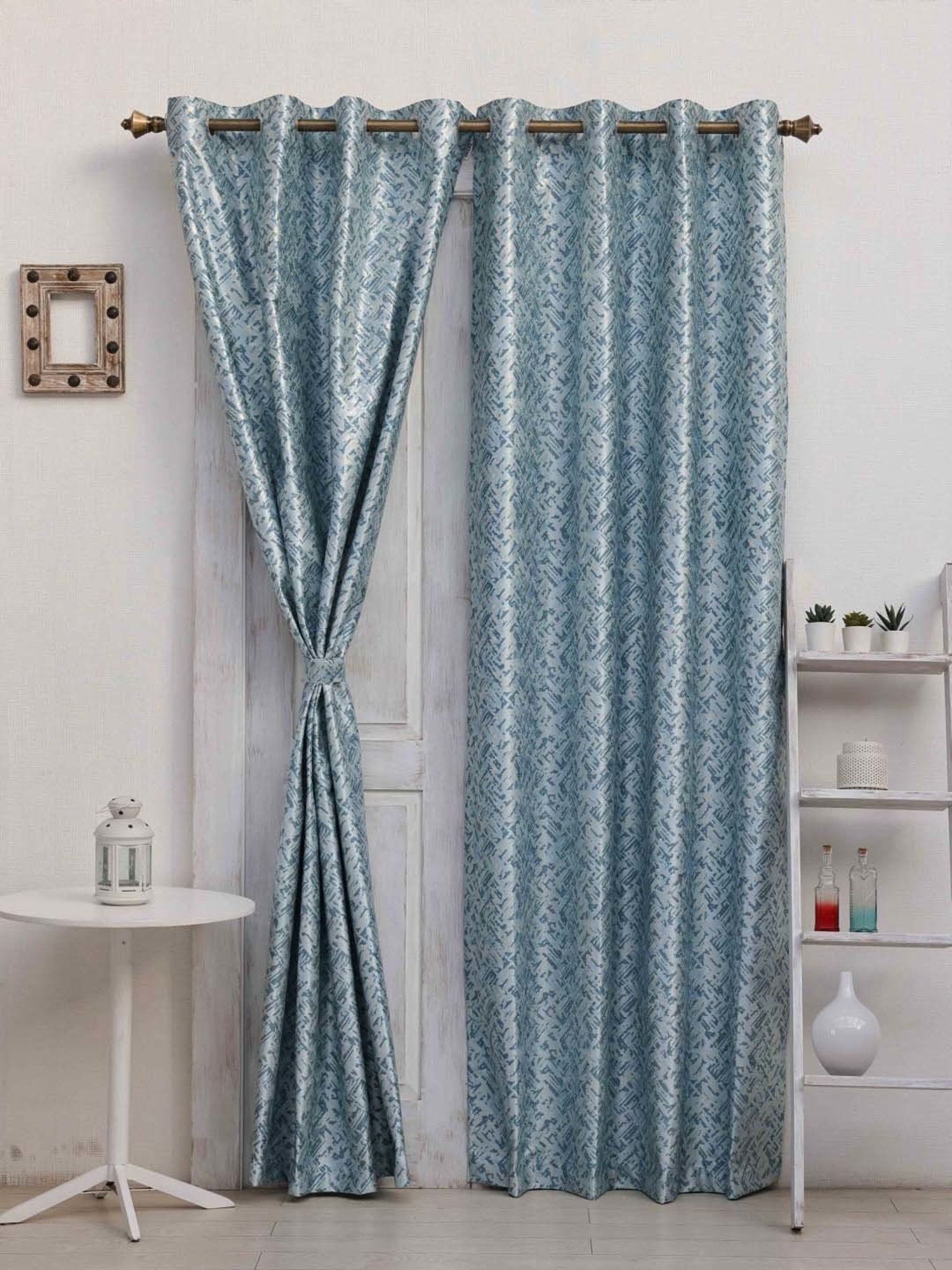 Ariana Chippy Blue Polyester 5ft Window Eyelet Curtain