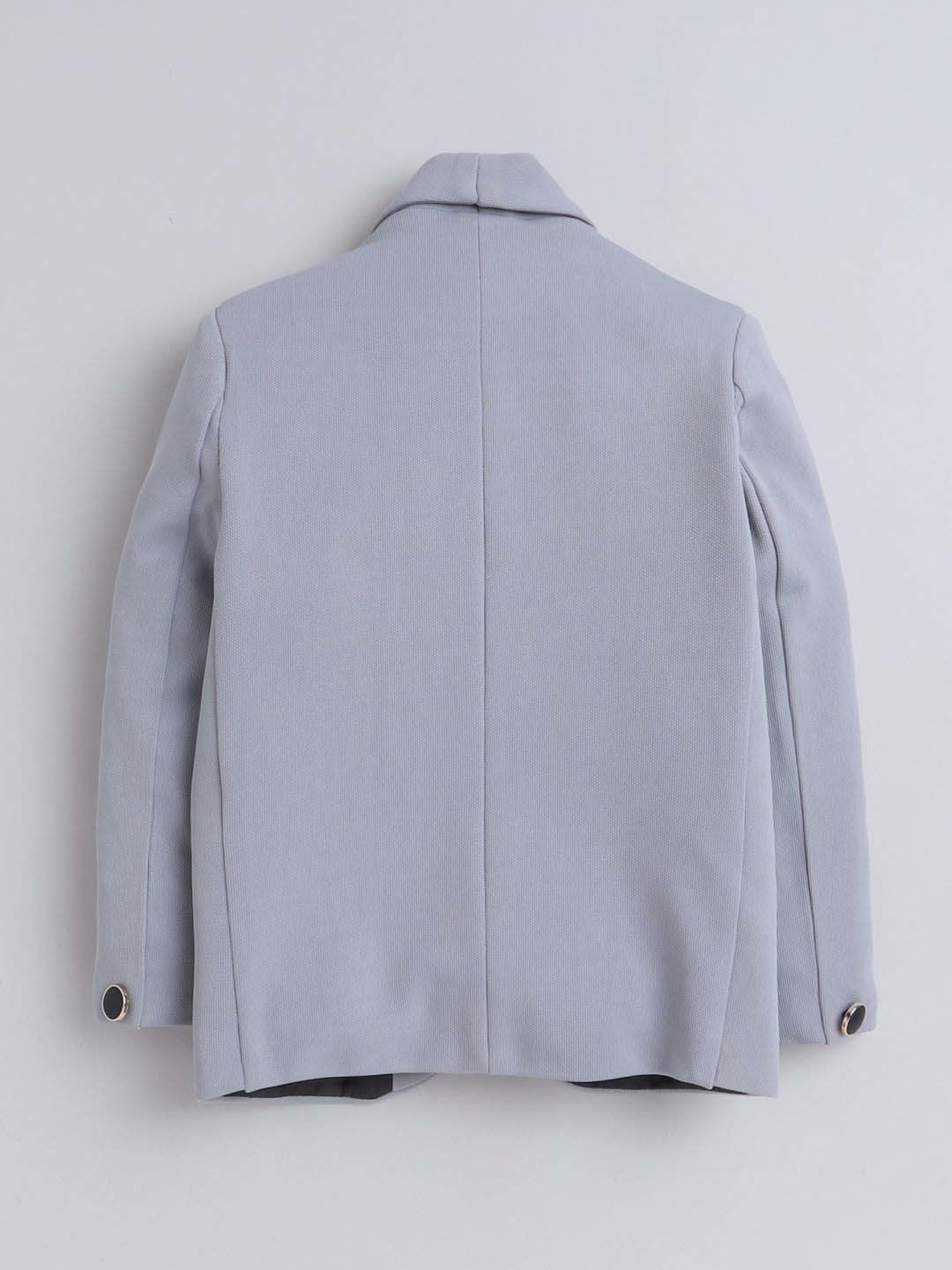 Fourfolds Boys Grey Solid Full Sleeves Blazer
