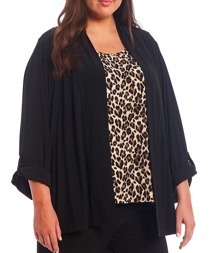 Investments Plus Size Soft Separates Long Sleeve Open-Front Jacket