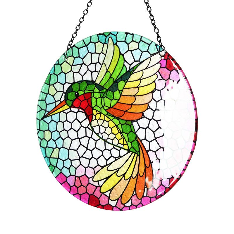 16.93" Metal Hanging Mosaic Hummingbird Suncatcher - Exhart