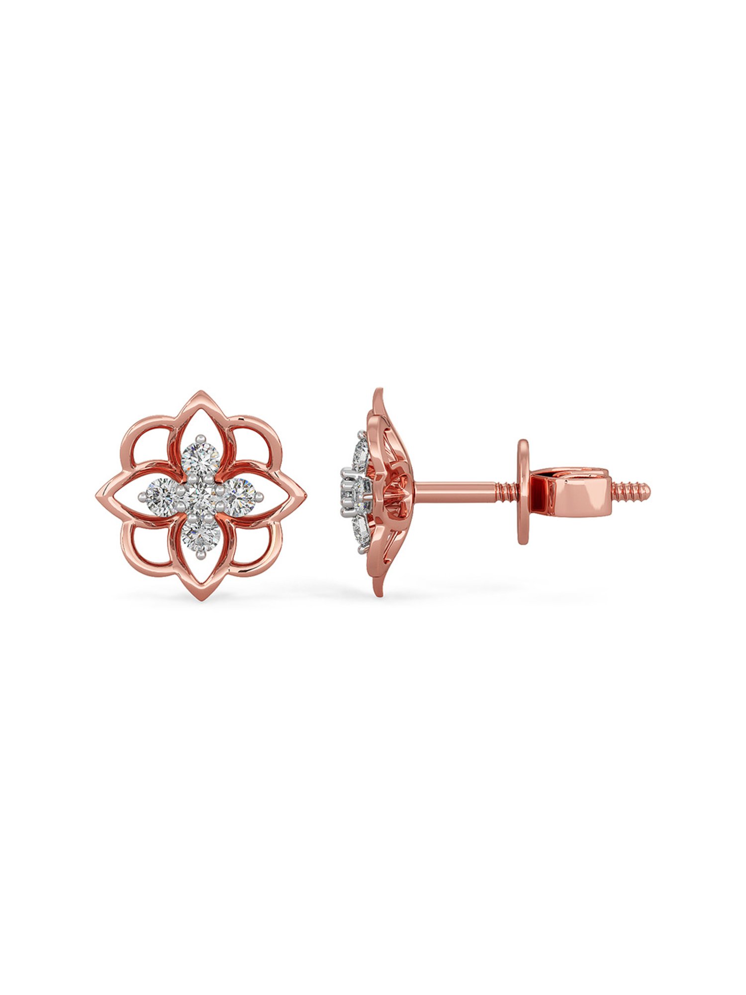 Joyalukkas 18k Rose Gold & Diamond Stud Earrings