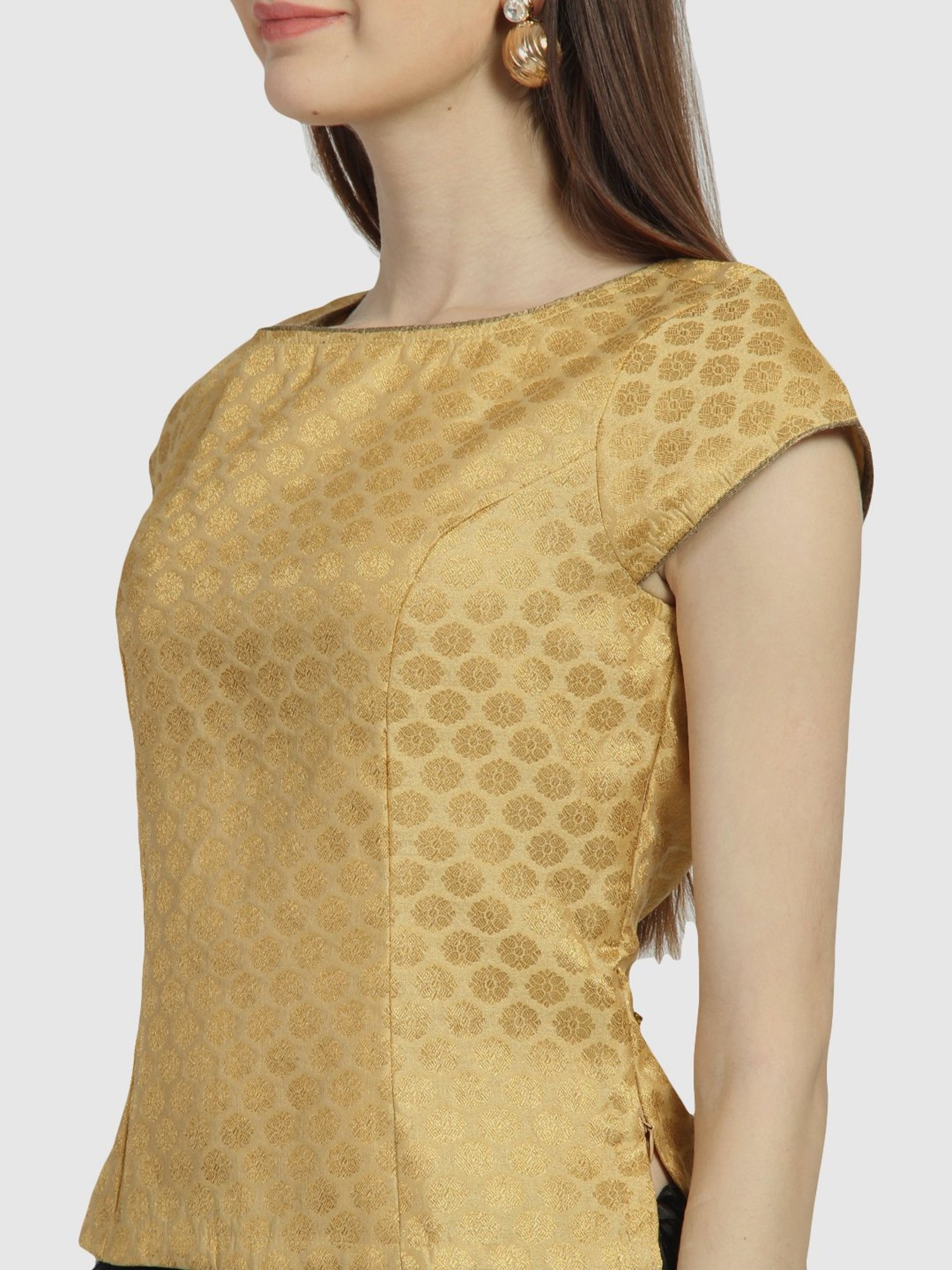 studiorasa Golden Woven Pattern Readymade Blouse