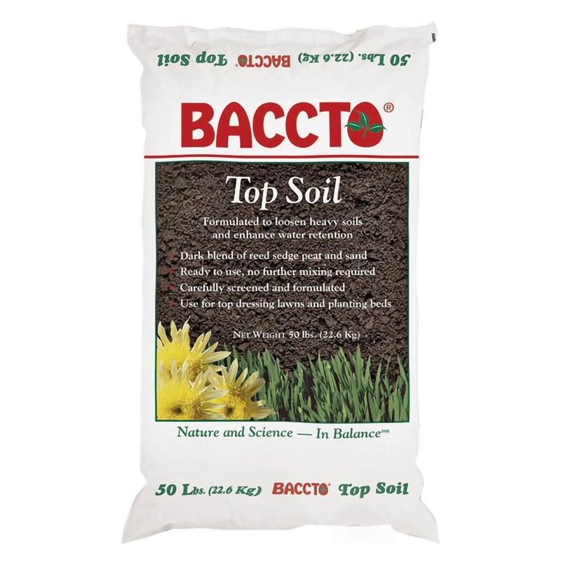 Michigan Peat 1550P Baccto Top Soil for Lawns, Gardens, and Raised Planting Beds with Reed Sedge, Peat, and Sand, 50 Pounds (2 Pack)