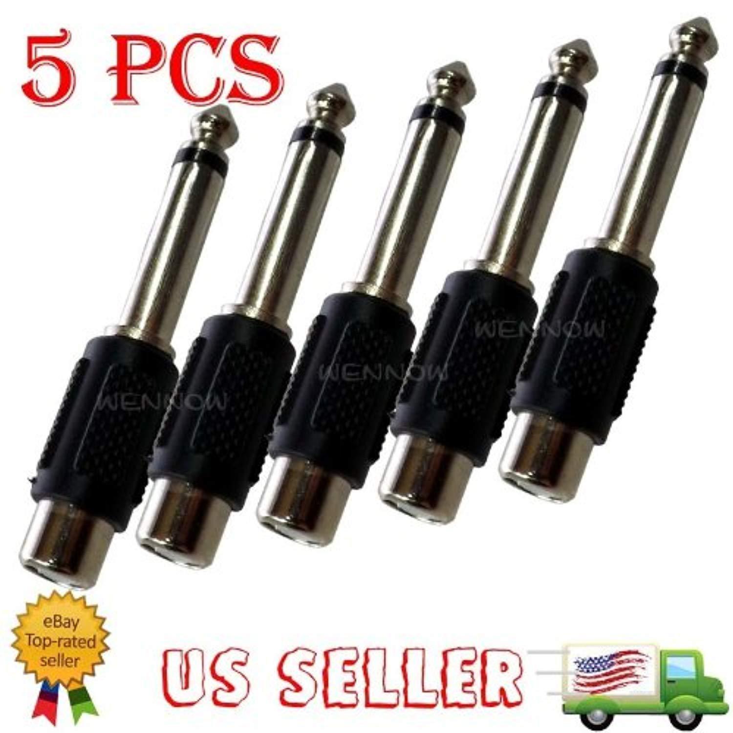 wennow "lot 5 1/4"" male to rca female mono audio adapters - silver 7148