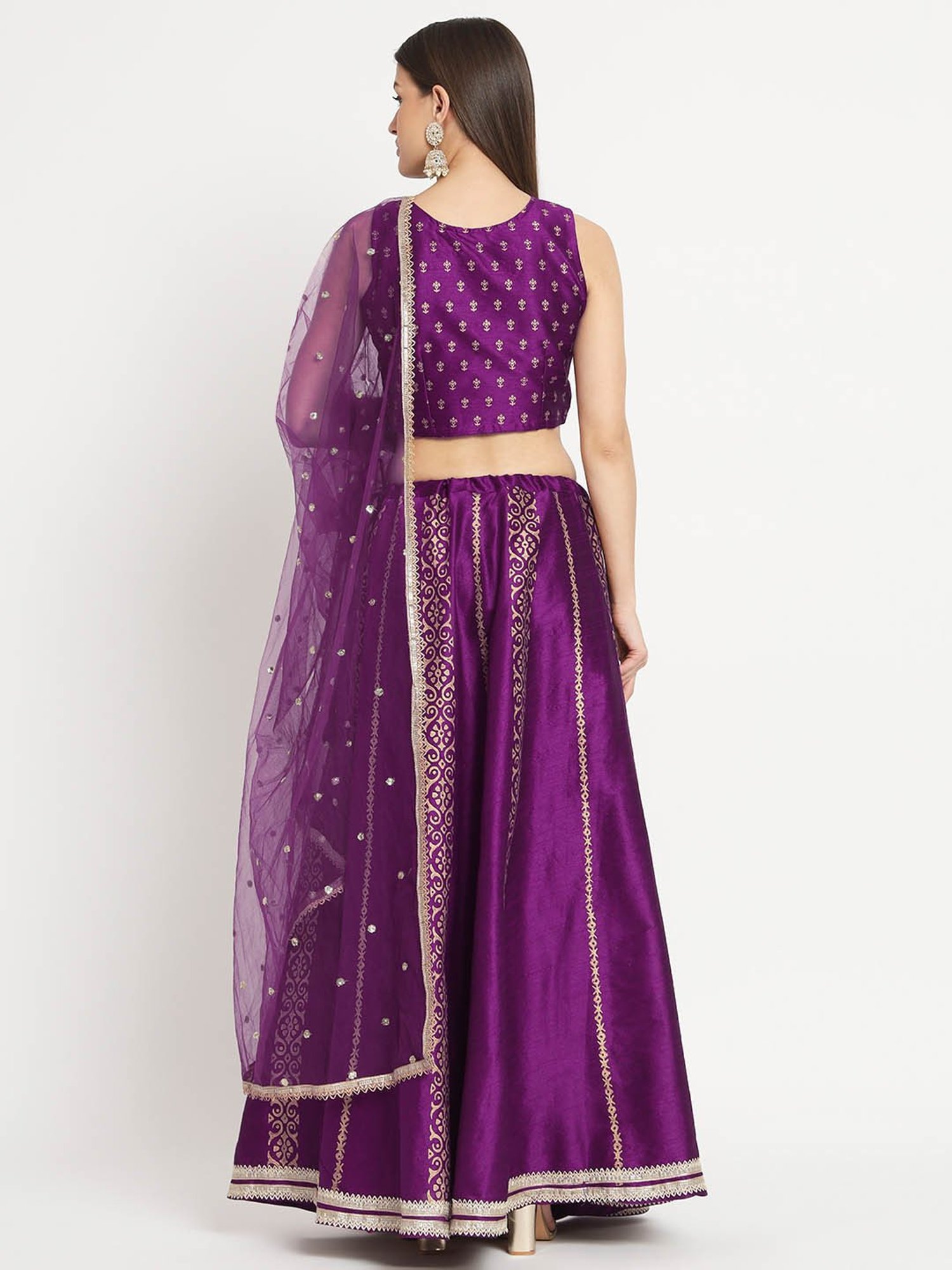 studiorasa Purple Hand Block Print Lehenga Set
