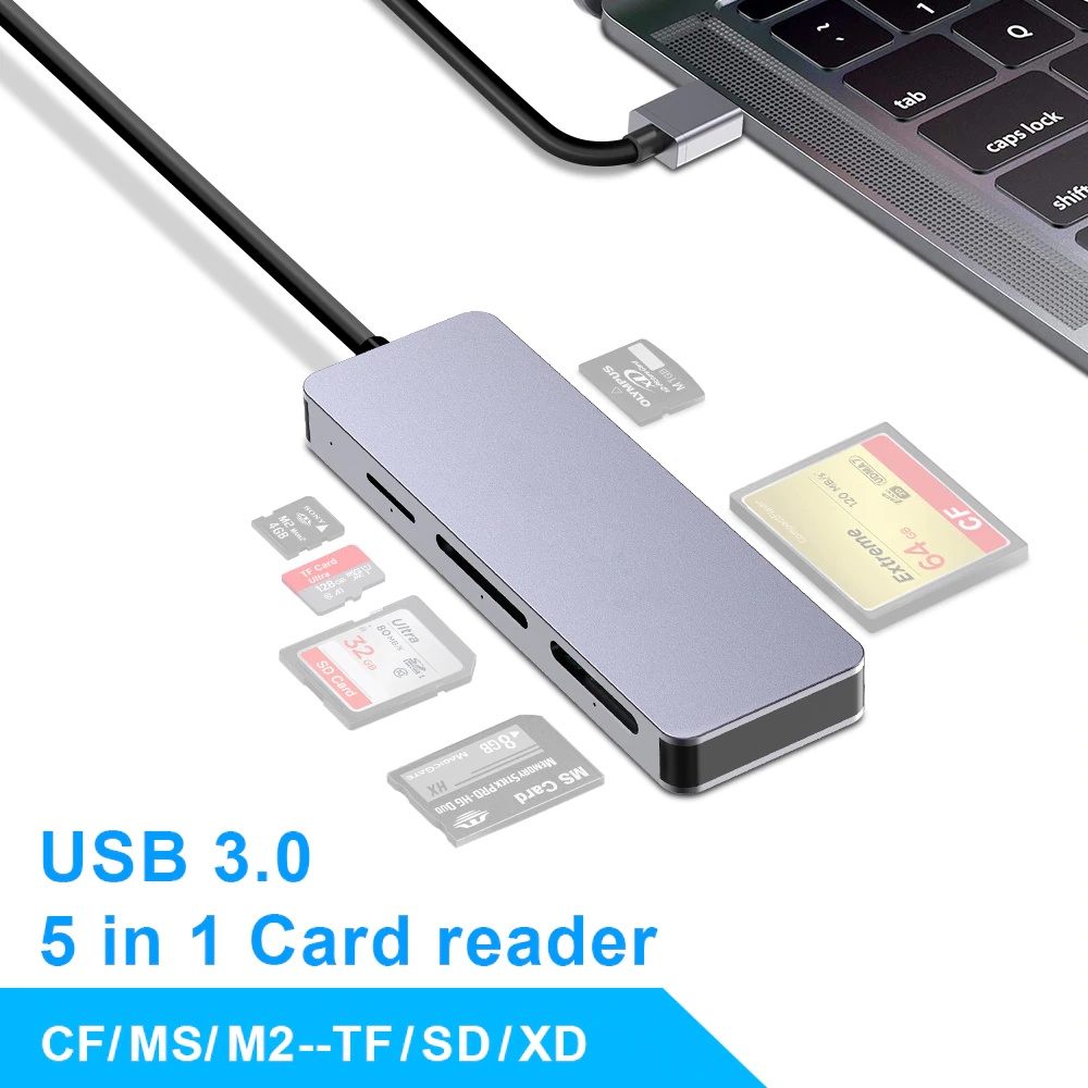 Misskit same time read 5 card usb 3.0 memory card reader adapter for micro SD/TF CF MS XD compact flash microsd computer