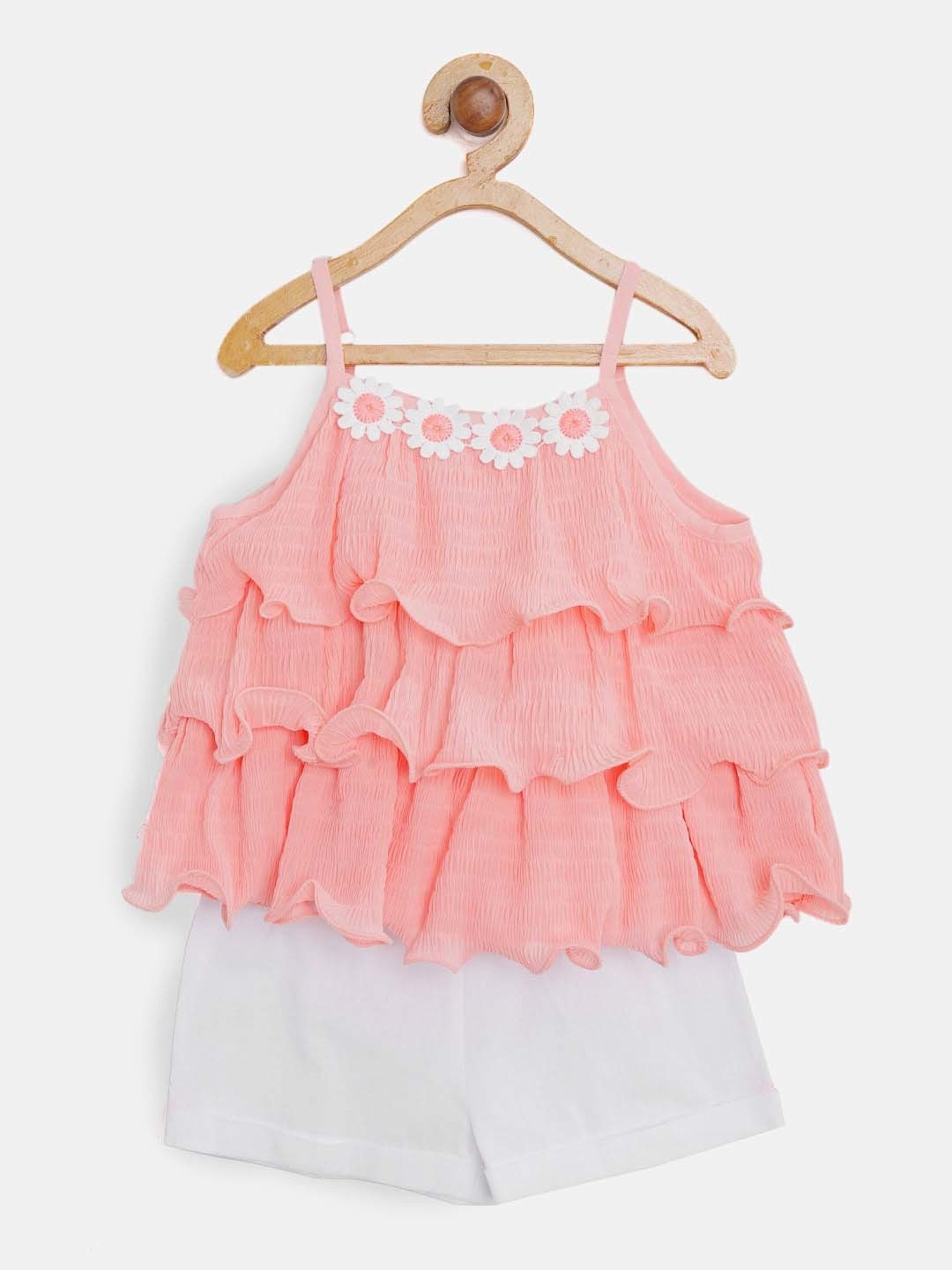 Nauti Nati Kids Peach & White Applique Top with Shorts