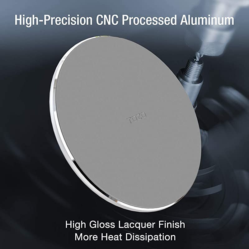 W1 Wireless Charger Thin Aviation Aluminum Computer Numerical Control Technology Fast Charging Pad GrayNO AC Adapter