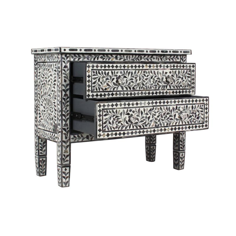 Kaylee's Garden Mosaic 2 Drawer Accent Chest Gray - Treasure Trove Accents