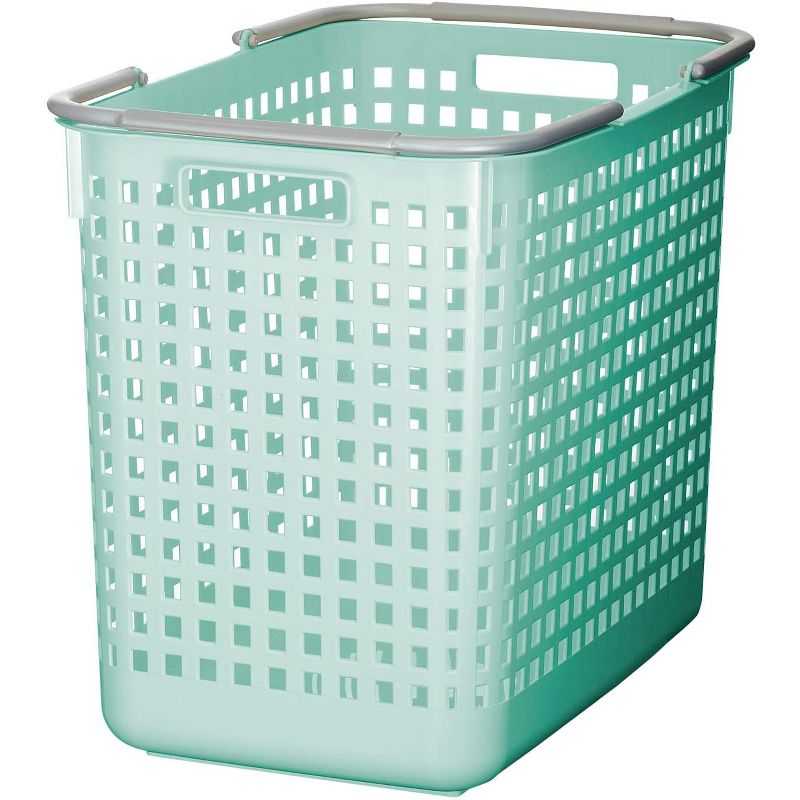 Like-it 12 x 19 x 15 Inch Large Midcentury Modern Scandinavian Style Square Durable Plastic Home Organizing Storage Basket, Mint Blue