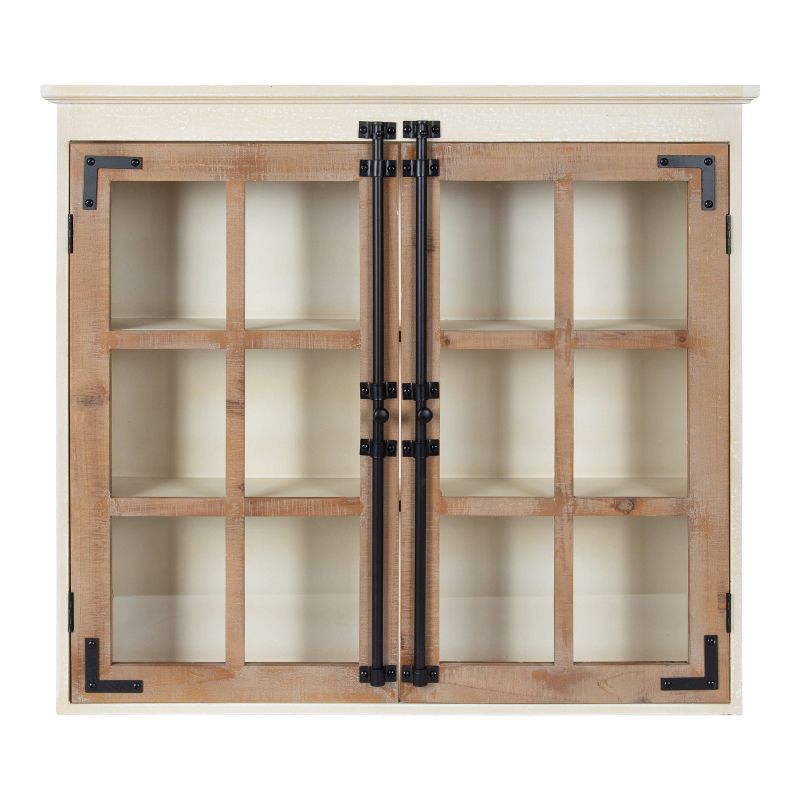 30" x 6.5" x 28" Hutchins Decorative Farmhouse Wood Wall Cabinet White/Brown - Kate & Laurel All Things Decor