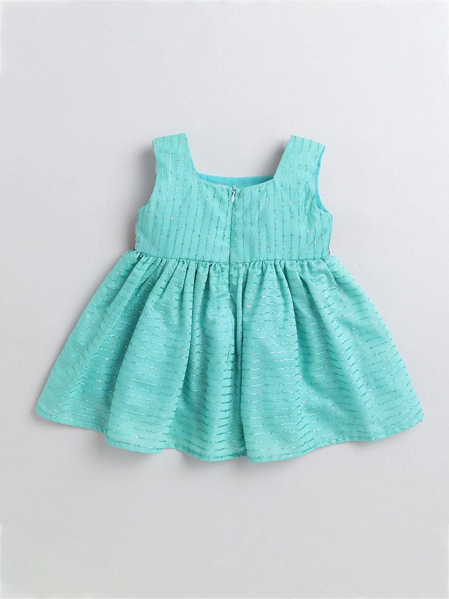 Many Frocks Kids Turquoise Embellished Dress
