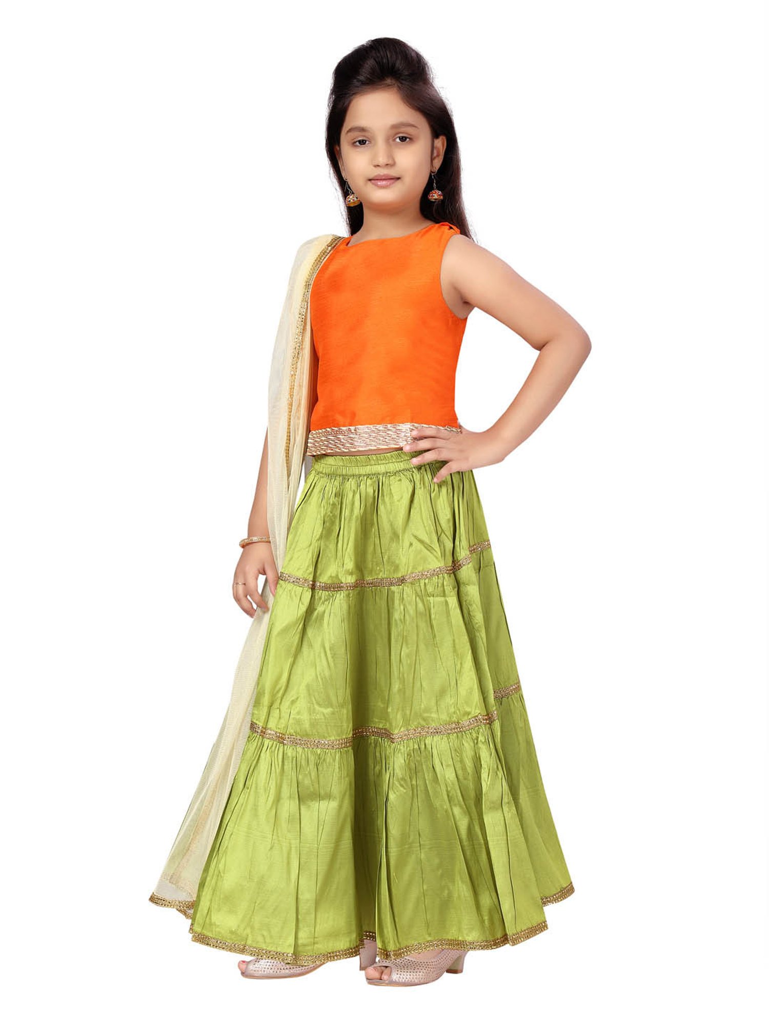 A Little Fable Kids Red & Beige Embellished Lehenga Choli