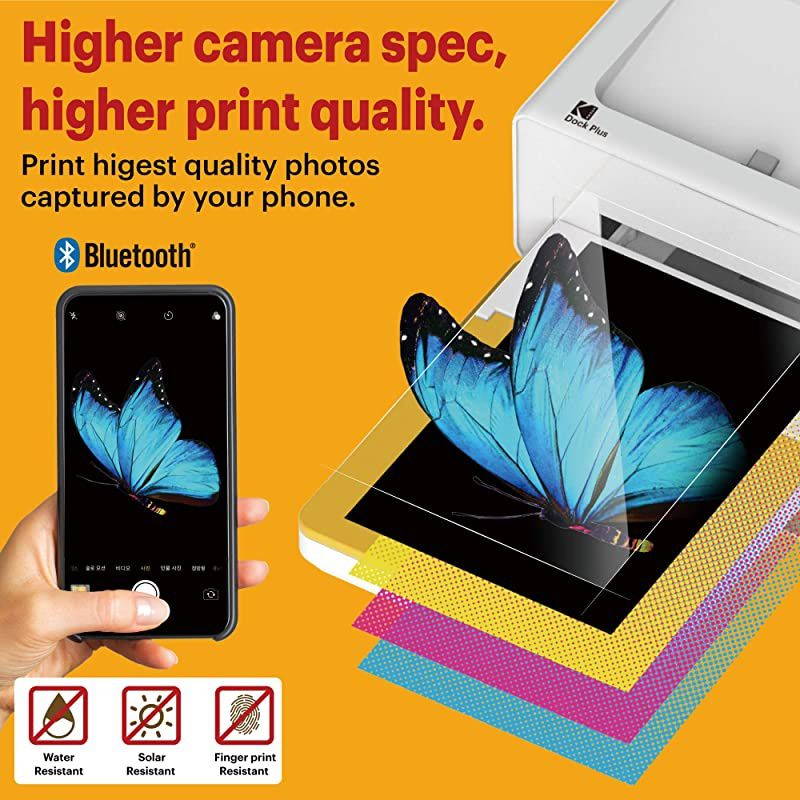 Dock Plus 4x6 Instant Photo Printer &ndash; Bluetooth Portable Photo Printer Full Color Printing &ndash; Mobile App Compatible with iOS and Android &ndash; Convenient and Practical - 80 Sheet Bundle