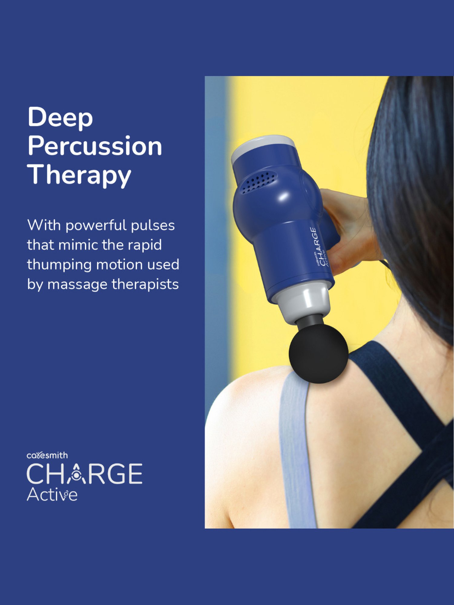 Caresmith Charge Active Corded Massage Gun Deep Tissue Percussion For Pain Relief (Blue)
