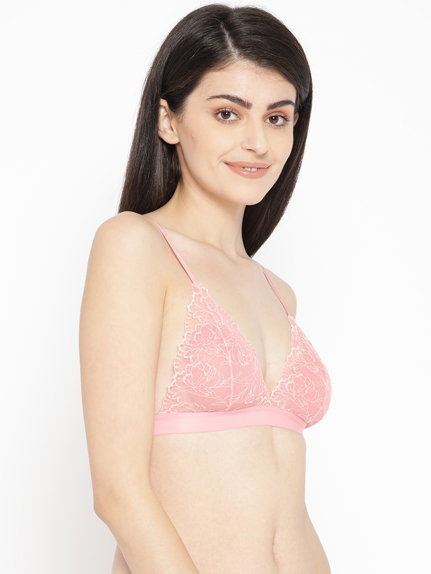 Erotissch Pink Lace Work Bralette Bra