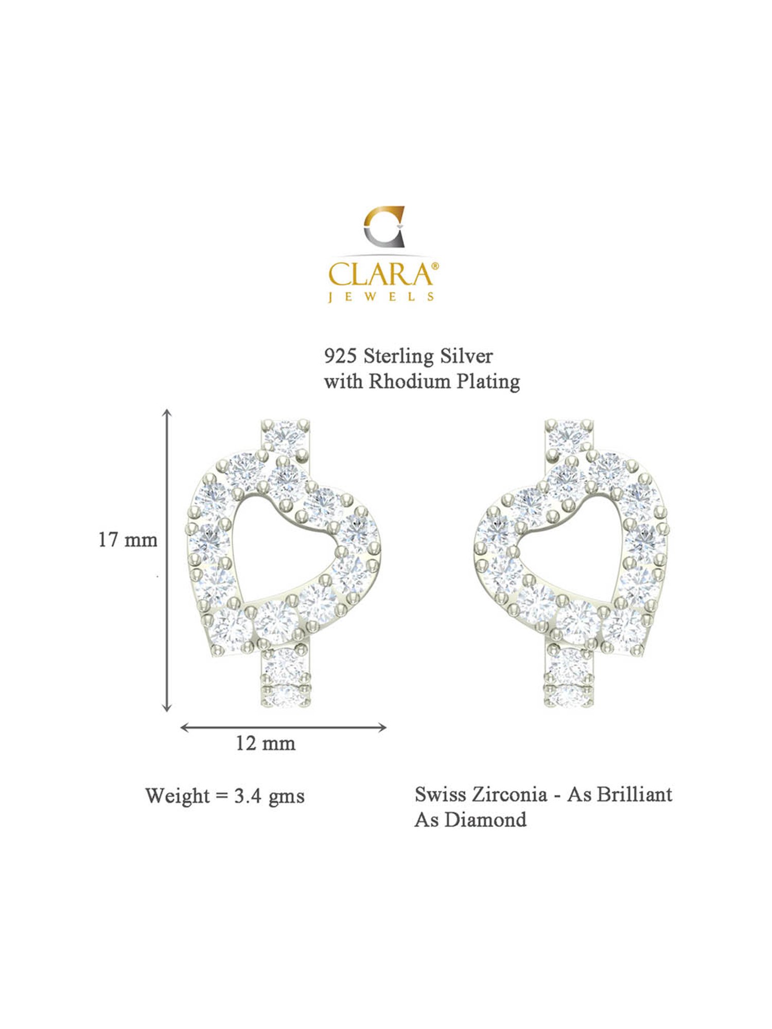 Clara 92.5 Sterling Silver Belle Earrings for Women