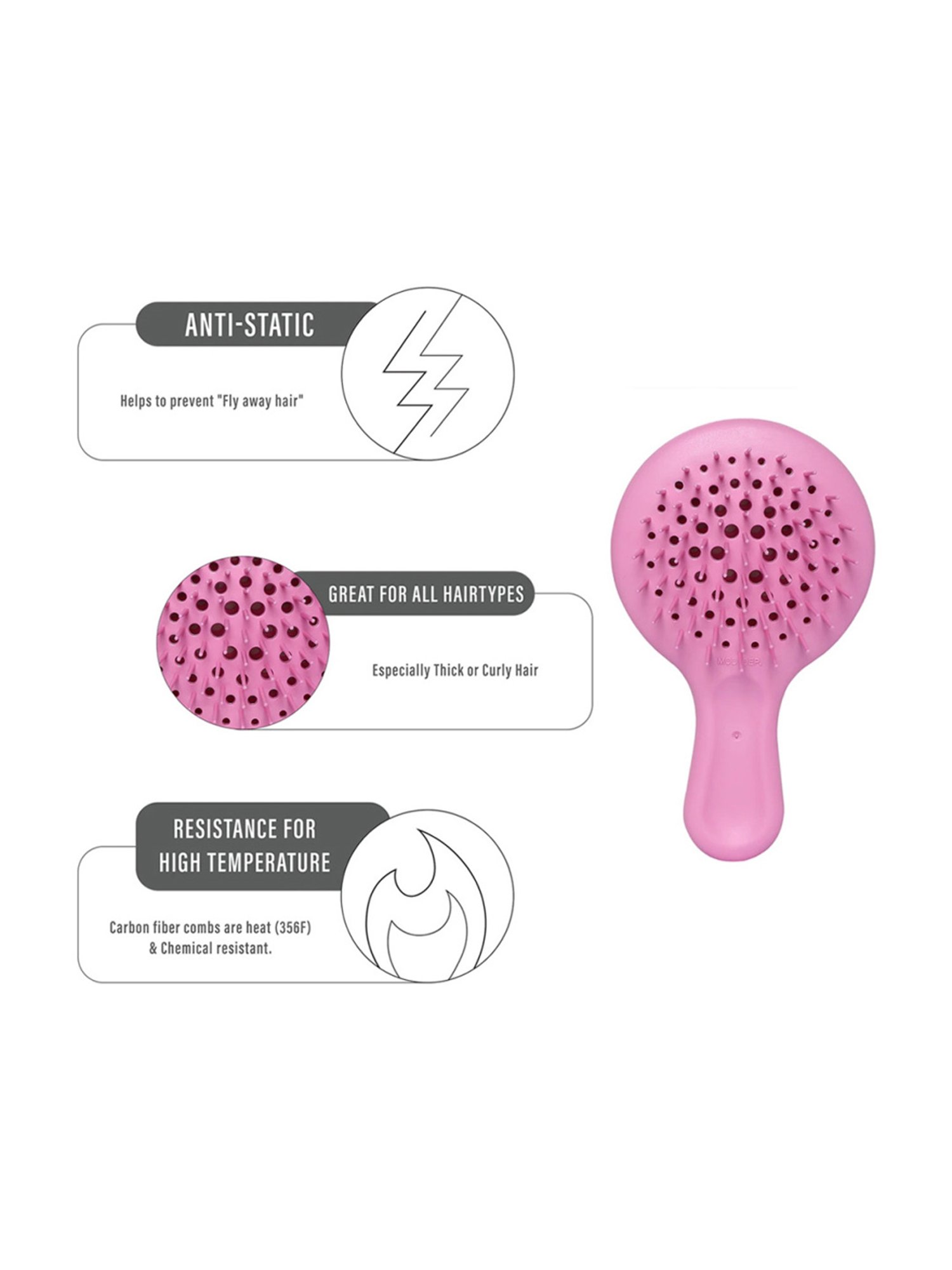 Janeke 1830 Professional Pink Silicone Bag Hairbrush