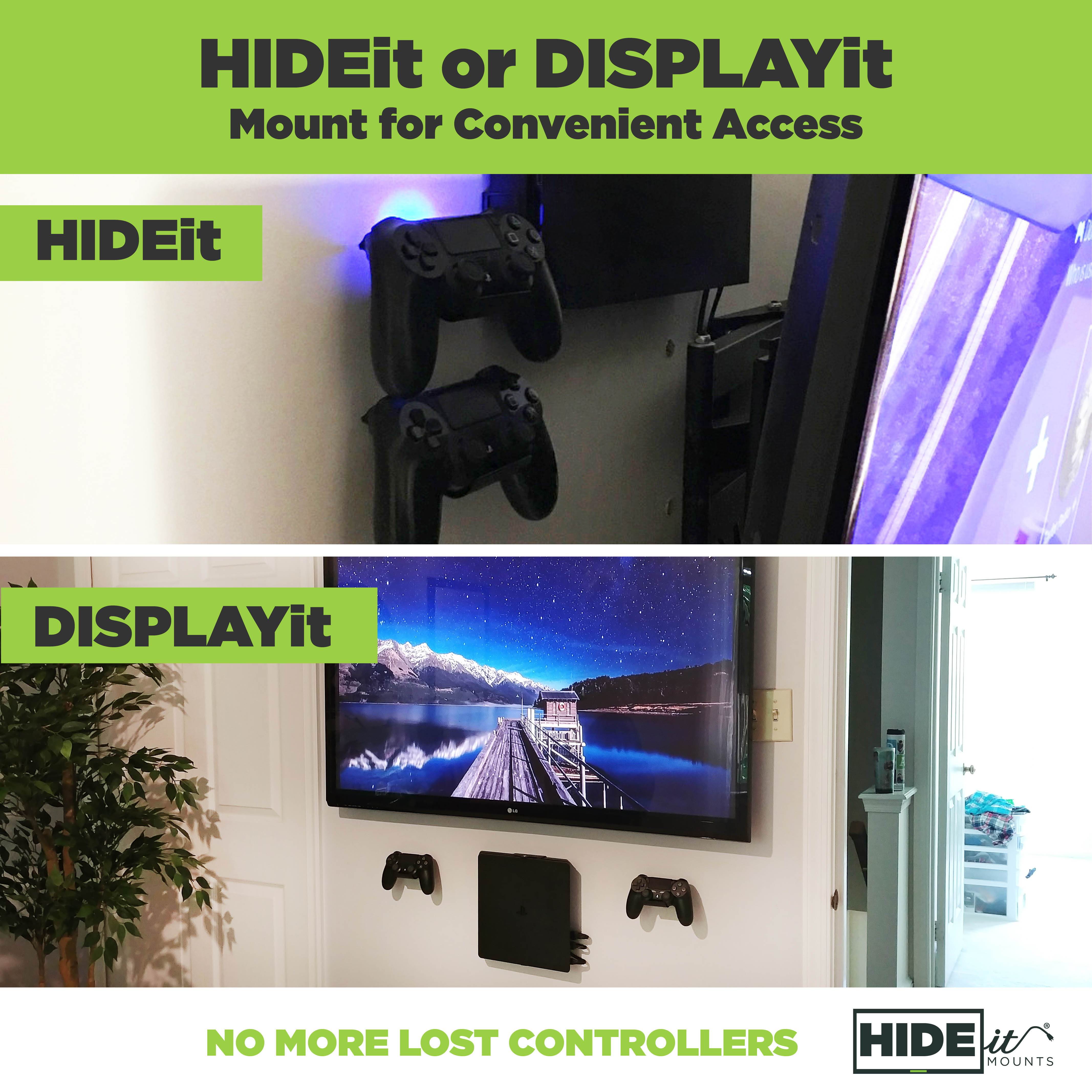 HIDEit Uni-C (2 pack Black) Controller Wall Mount | Made in the USA
