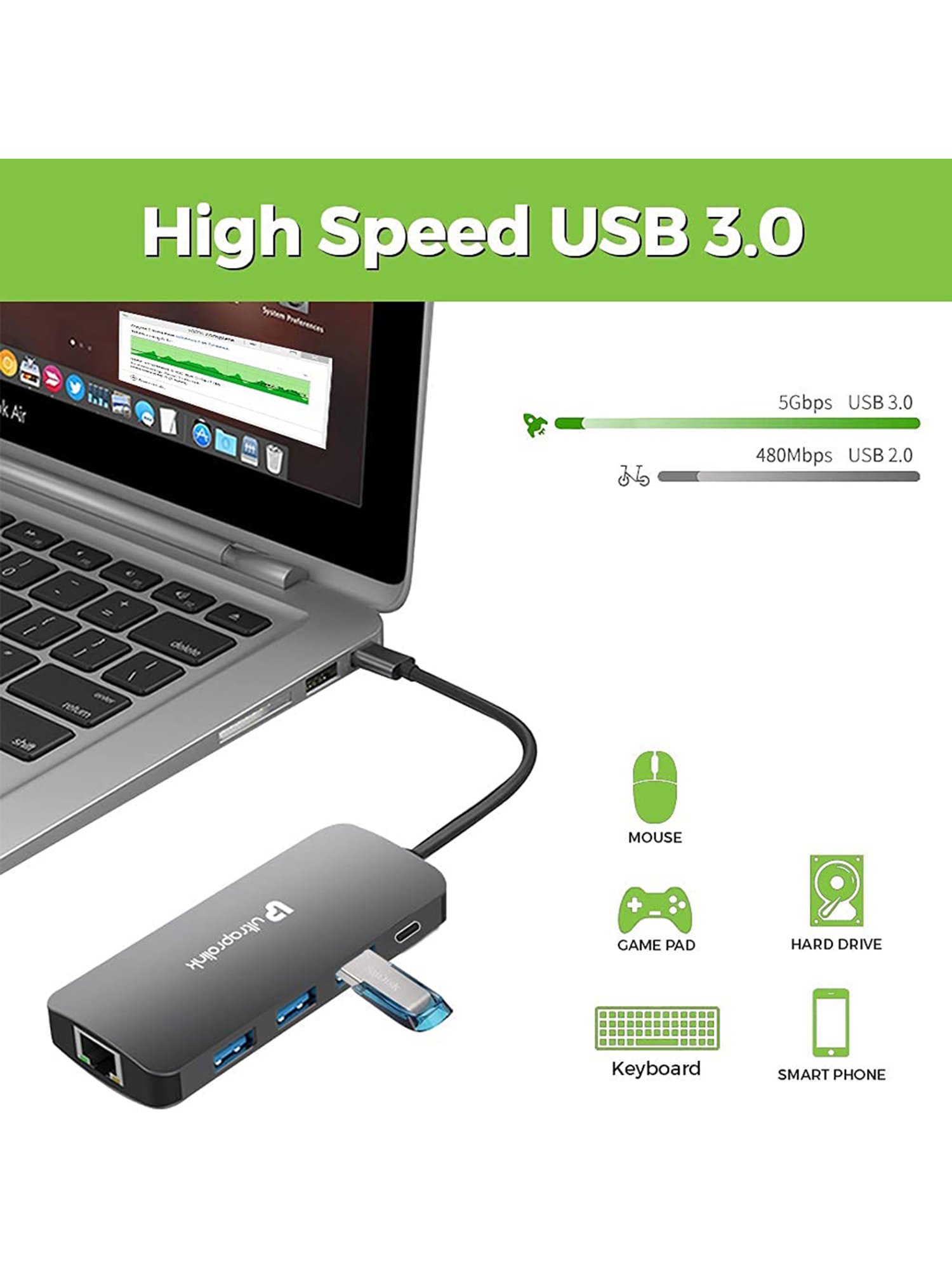ULTRAPROLINK Pro UL1057 9-in-1 Type C USB Hub (Silver)
