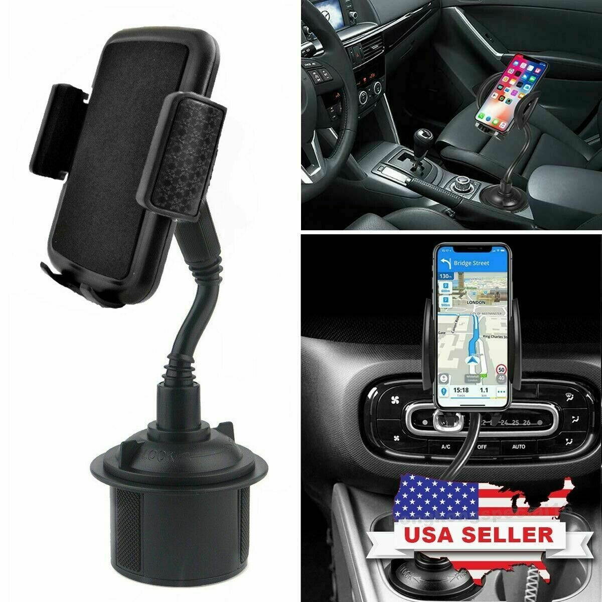 New Universal Car Mount Adjustable Gooseneck Cup Holder Cradle for Cell Phone US
