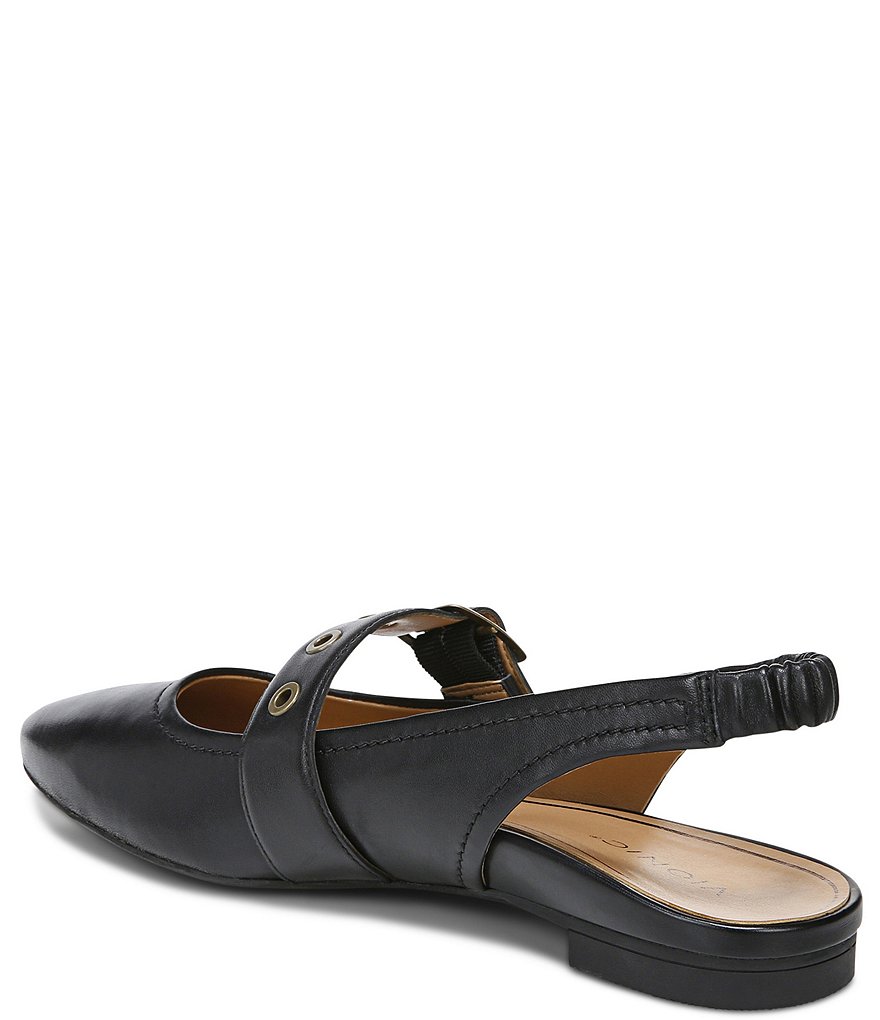 Vionic Elana Leather Buckled Strap Slingback Flats