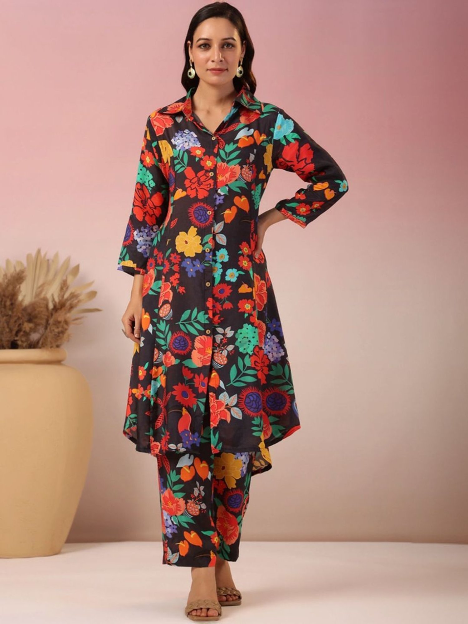 Autumnlane Black Dhwani Onyx Digital Print Tunic with Pant Co-Ord Set