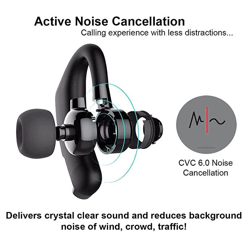Bluetooth Headset V41 with Portable Charging Case CVC 60 Noise Cancellation Bluetooth Earpiece Compatible with Android iPhone Handsfree for DrivingTruckerOffice