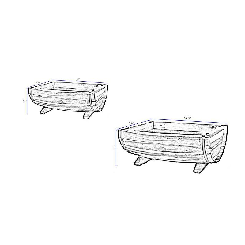 Set of 2 Acacia Half Barrel Planters - Classic Home and Garden